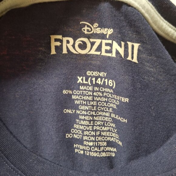 Disney Frozen II Shirt Girls XL 14 16 Long Sleeve Blue Princess Anna Olaf Elsa - Picture 4 of 7
